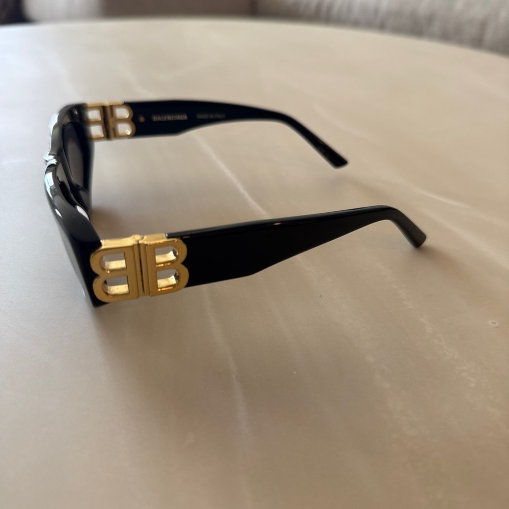 Balenciaga Black and Gold Wrap-Around Sunglasses - Picture 2 of 3